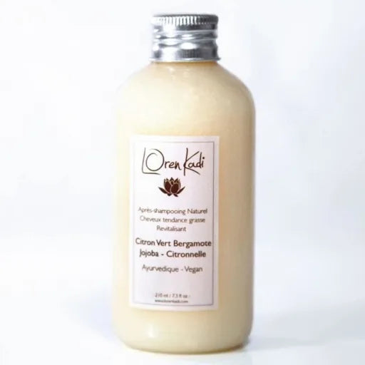 Après-shampoing cheveux gras, Citron-Bergamote. Vegan 210 ml