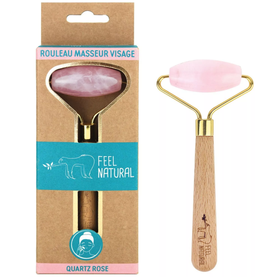 Roller Visage Gua Sha Quartz rose