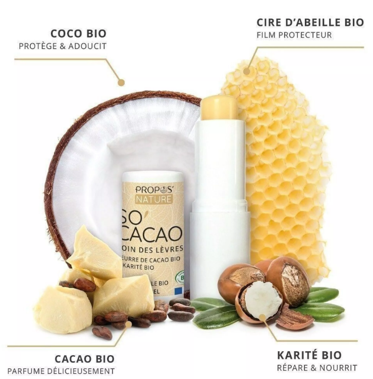 STICK LEVRES SO'CACAO BIO - AU BEURRE DE KARITE ET DE CACAO - 4,5G